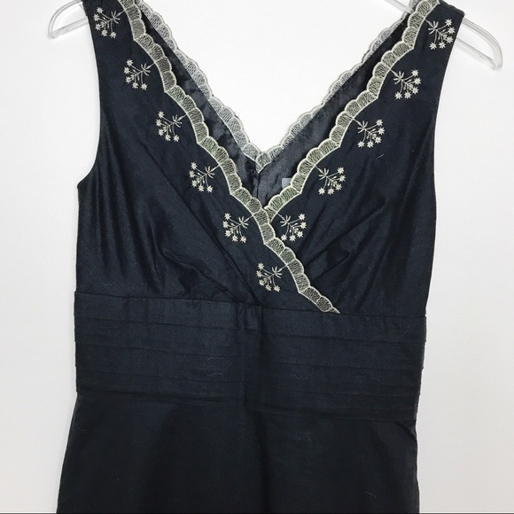 Ann Taylor Factory Black Lined Dress Gold Trim 4 - Picture 2 of 8